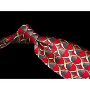 Countess Mara Red Tan Geometric 100% Silk Men's Designer Tie
